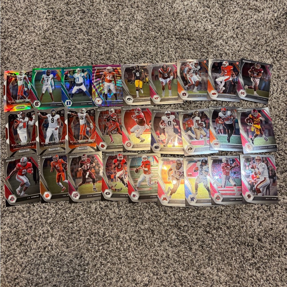 Lot of 27 Panini Prizm Draft Picks 2021 football cards with Rookies & Prizms